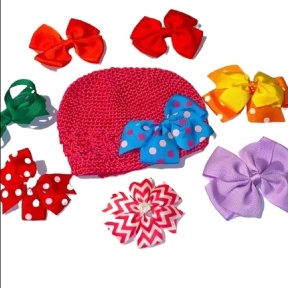 8 BOUTIQUE BOWS NEW GIRLS BABY PINK HAT ONE SIZE - Picture 1 of 9